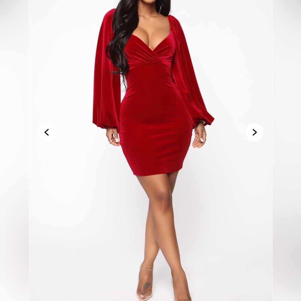 Velvet mini dress - Red - size M - Picture 1 of 5